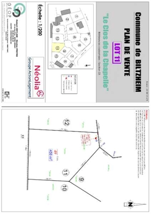 terrain à la vente -   68127  BILTZHEIM, surface 459 m2 vente terrain - UBI466278224